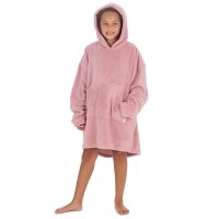 18C865: Girls Plush Oversized Heavy Knit Hoodie- Blush Pink (One Size - 7-13 Years)